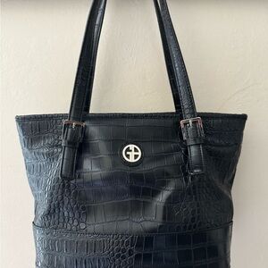 Giani Bernini Black Croc Look Purse Shoulder Bag Like New All Manmade Material